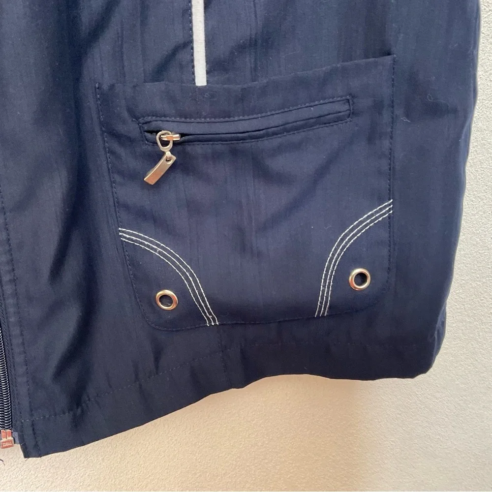 Allison Daley Navy Blue, White Full Zip Athletic Vest Size Large Preppy Workout